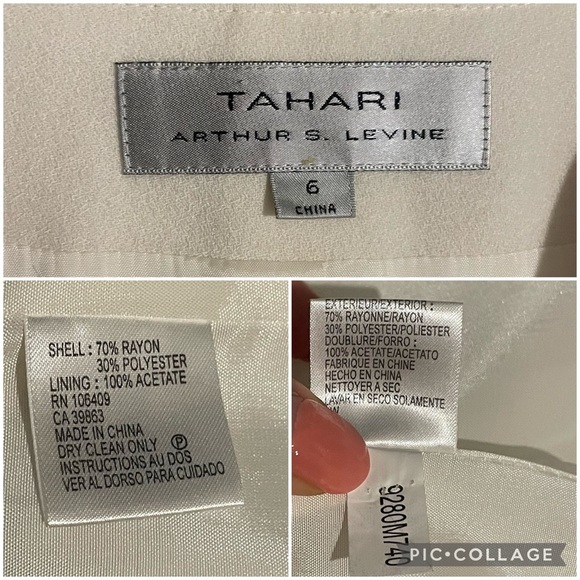 Tahari Arthur S. Levine off white long blazer coat size 6 - Picture 14 of 15